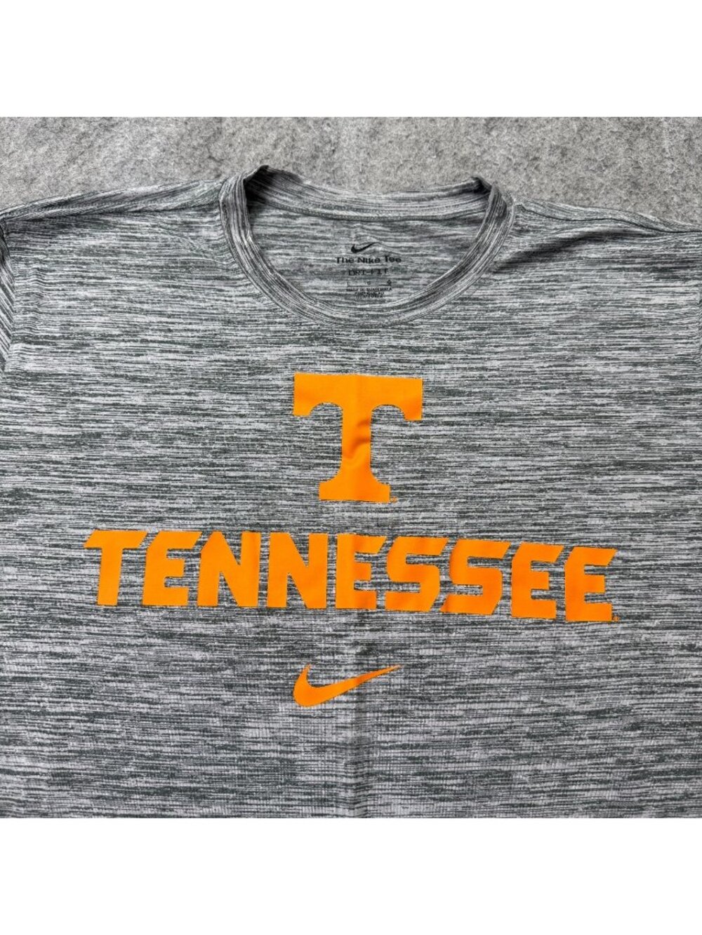 Tennessee Volunteers Nike DRI-FIT Shirt Men L Gray Performance Crew Neck Orange
